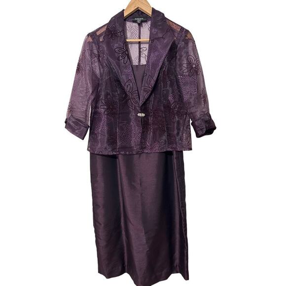 Vintage R&M Richards Sheath Formal Dress in Eggplant Sz 12P - Picture 6 of 16